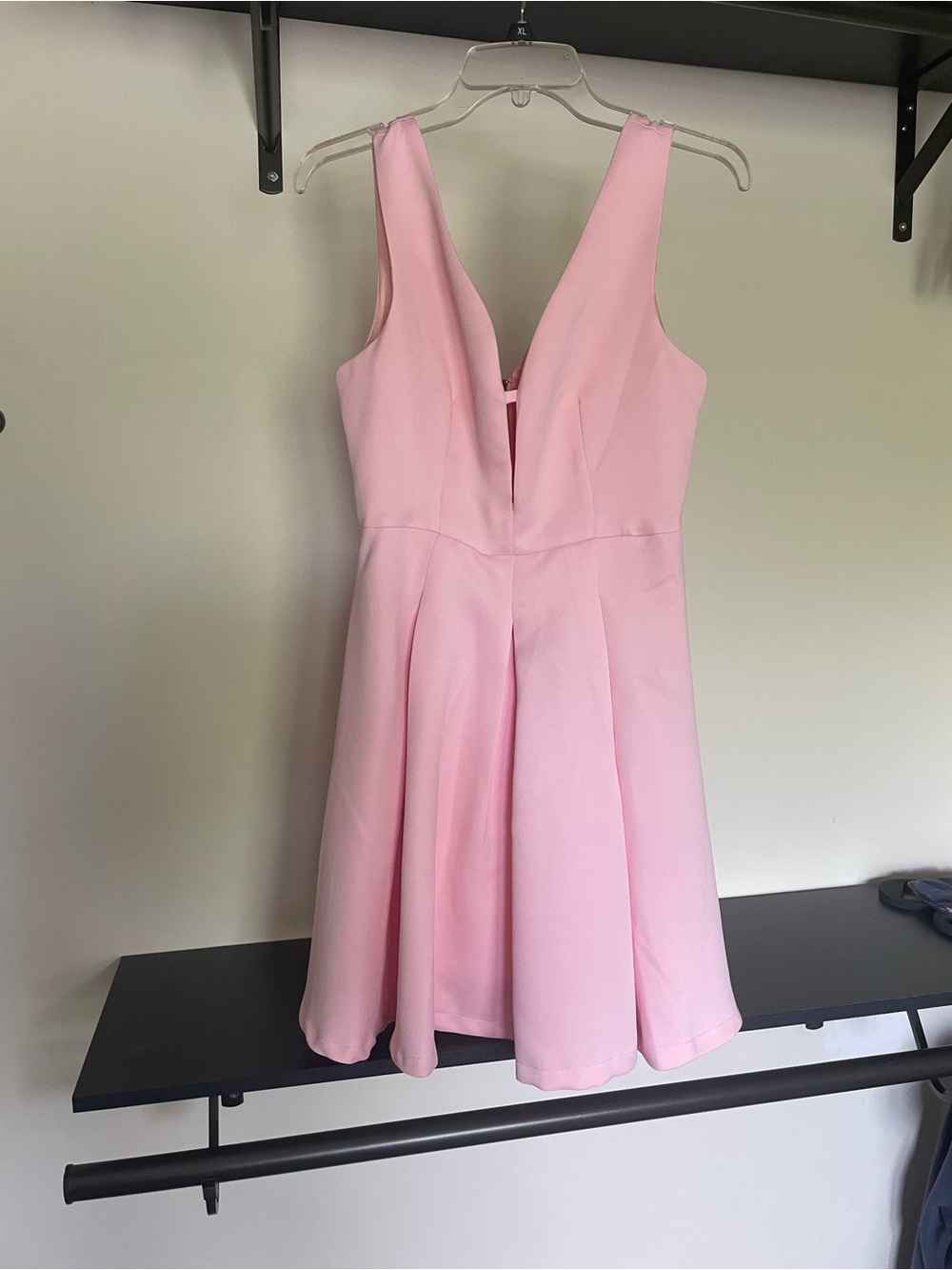 Sleeveless Light Pink V-Neck Fit & Flare Dress